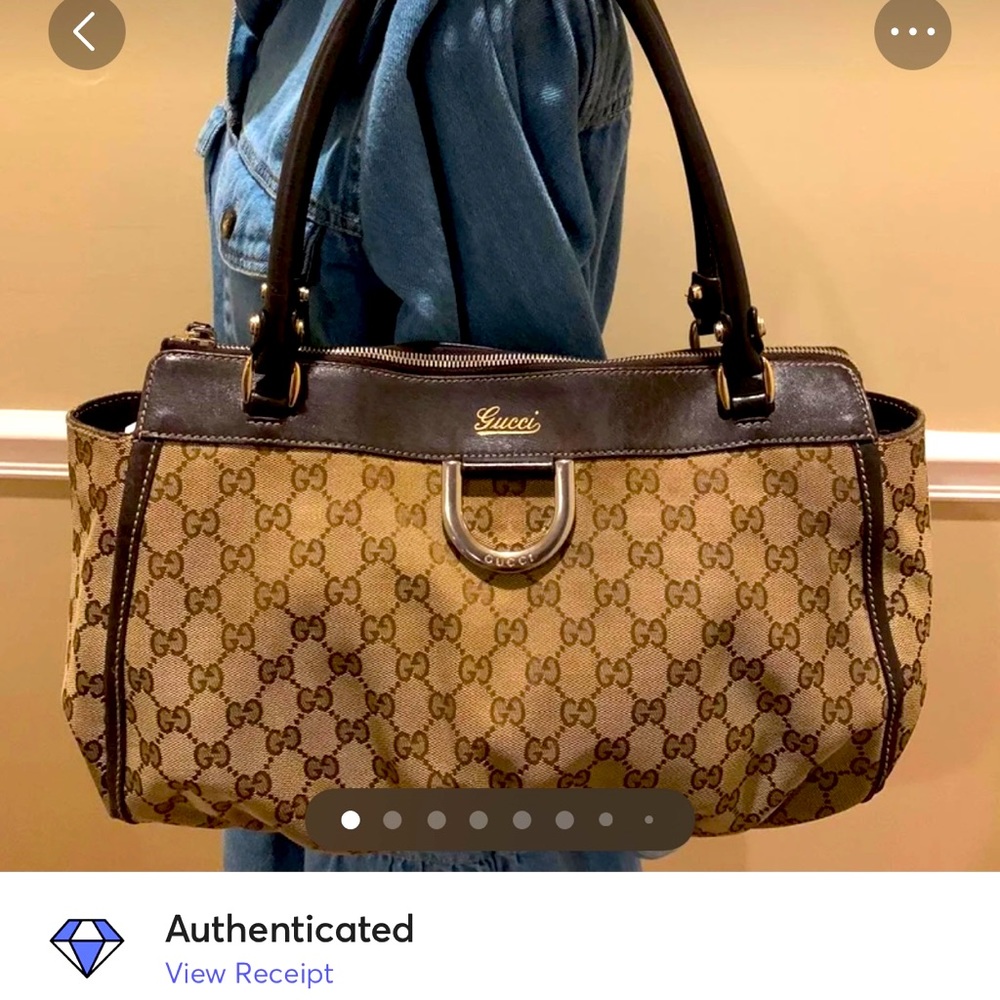 Gucci Brown GG Monogram D Ring Bag